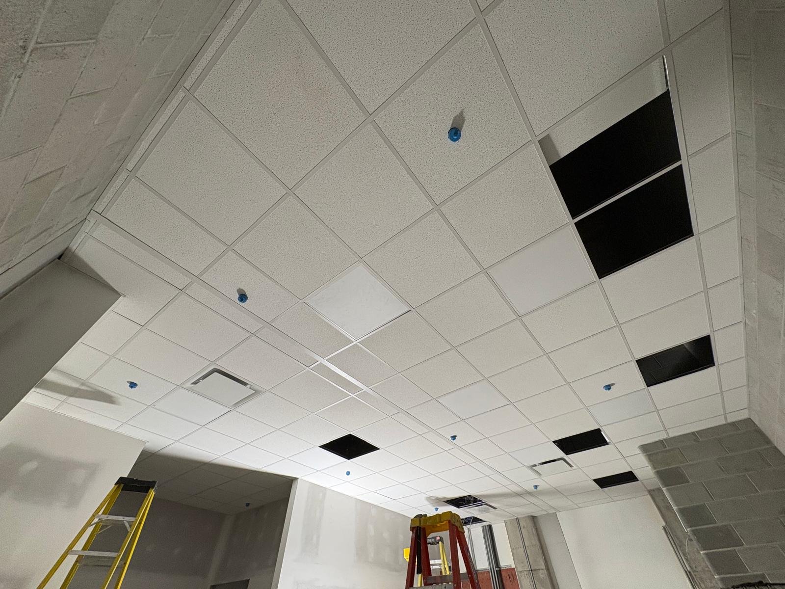 Suspended T-bar ceiling tiles