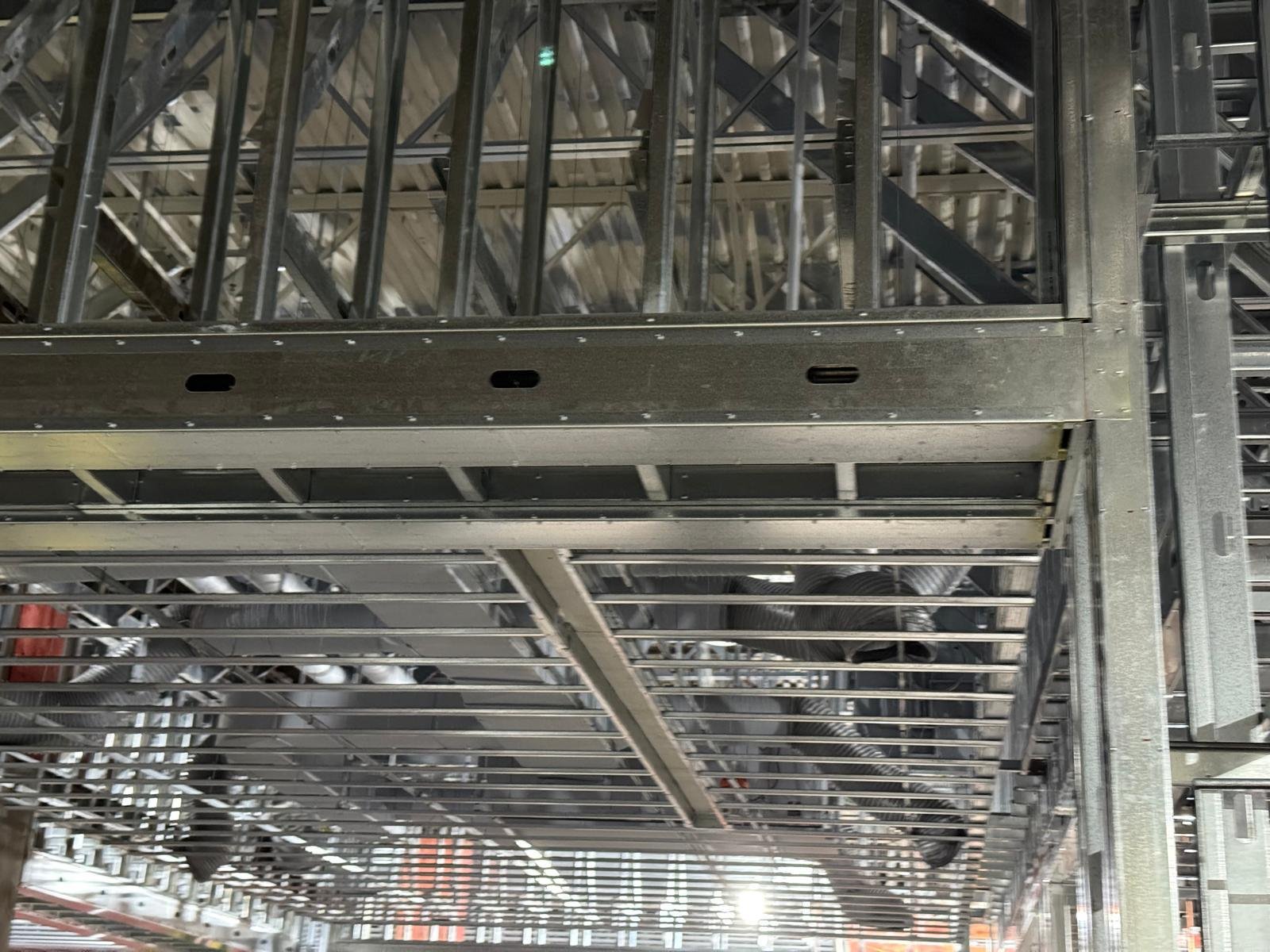 Industrial steel framing overhead